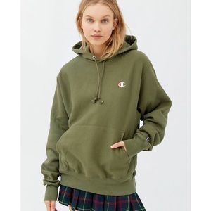 Olive Green Champion Classic Logo Hoodie Sweatshirt